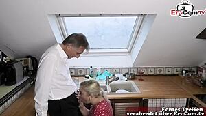 german blonde chubby teen banging hard in kitchen!