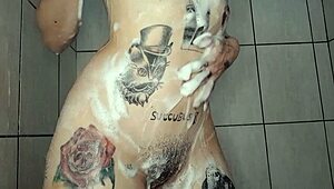 Big tits bathing solo!