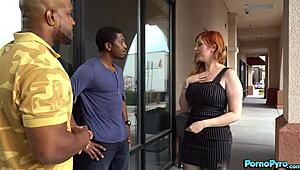 Redhead Lauren Phillips Deepthroats Two Huge BBCs in Lingerie Threesome