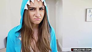 ginger gray and penelope kay in group deepthroat and creampie scene.