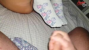 footjob in white socks leads to cum on socks