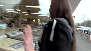 Naughty brunette teen Leyla PISSING outdoors