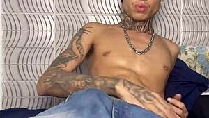 The skinny brazilian guy came home horny from the party and jerked off solo