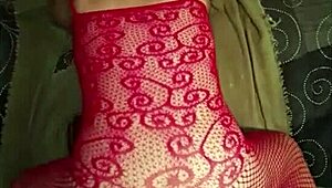 this slut wife is fucking a huge double dildo with her ass