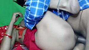 Beautiful Indian bhabi in red saree moans and screams during intense sex