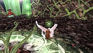 Cute teen girl on floor intensely fingering her wet pussy in 3d cartoon animation