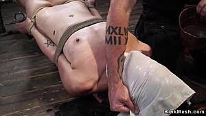 Look at This Tiny Tits Slave Toyed Hard on Hogtie! Unbelievable!