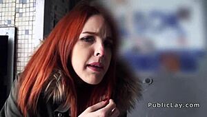 redhead spanish student in public encounter.