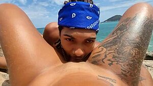 tatuada gostosa takes big black cock bare on rio de janeiro nudist beach