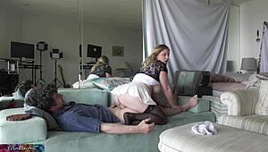 Curvy stepsister guides stepbrother through losing virginity with her big natural tits. It’s a real taboo moment!