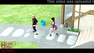 히나타가 거친 액션 자면서 겪어