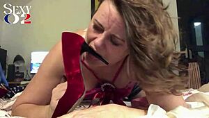 hey, watch this french slut in purple satin nightie suck and rim ass while banging doggystyle!