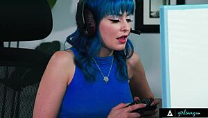 Girlsway - Busty Babe Pays Her Rent with Wet Pussy to Naughty Gamer Roommate Jewelz Blu!