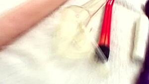 Cute Hungarian teen uses speculum on her small tits