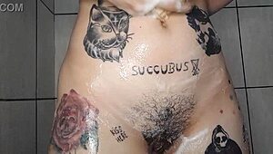 Big tits bathing solo!