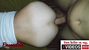 Beautiful transgender woman gets rough bareback doggy style sex with intense anal creampie