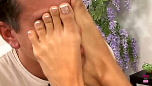 stunning brunette hottie lets foot fetish man worship feet and fucks missionary