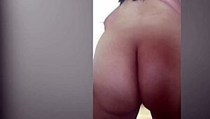 My stepmother is in the living room and she is naked. She has big breast and sexy ass.