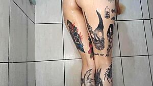 Big tits bathing solo!