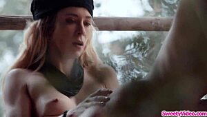 runaway blonde chick licks brunette bff's wet pussy