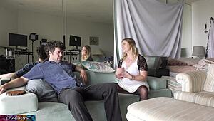 Curvy stepsister guides stepbrother through losing virginity with her big natural tits. It’s a real taboo moment!