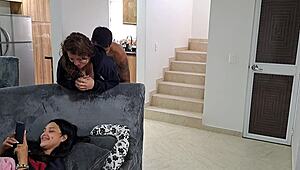 While Stepsister Plays Alone, I Deepthroat Stepbrother's Monster Cock In Amateur Hardcore Action