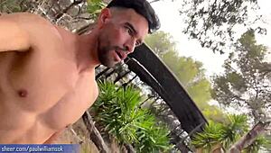 Muscular hunk strips and poses in an abandoned house