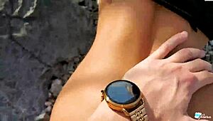 Blonde Amateur Fucked Doggy on Public Beach in Paradise