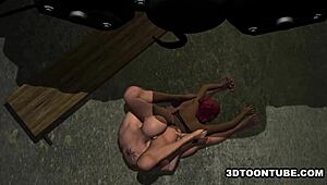 Blindfolded 3D toon redhead licked and fucked