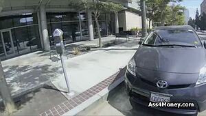 barista spreads wide for cock and money in public