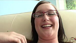 Nerdy Brunette Rides Cock Hard On Her Perfect Butt