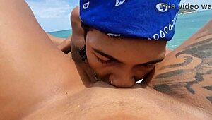 tatuada gostosa takes big black cock bare on rio de janeiro nudist beach