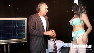 sexy nurse katie kaliana in hot mfm threesome starring ben dover and steve hooper