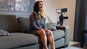 aleska, the latina slut, gagged on deepthroat blowjob during her casting couch interview