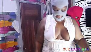 BBW MILF gets creampie from big black cock after mask trip