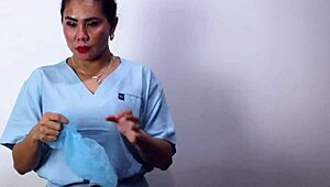 dominafire explores medical glove fetish in asmr session