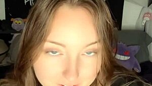 dildo sucking and wet pussy play with big clit fingering to orgasm