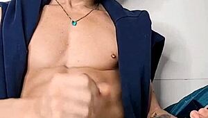 Brendo Vilhena says, 'Watch me masturbate hard on the bed.'