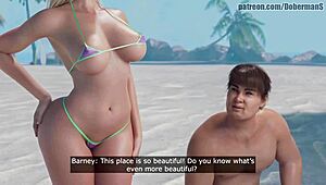 3D Animation of Busty Blonde Getting Wild on the Beach