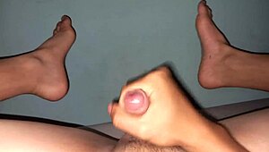 Young bisexual boy’s foot fetish masturbations with cum