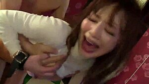 Japanese mature woman rides bound in bondage with intense emotions