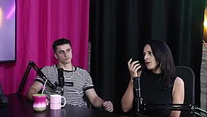 a polyamorist woman enjoying lingerie menage with some obstacles in sheer red