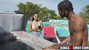 Ebony step sister wants to see step brothers cock