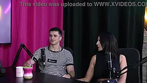 a polyamorist woman enjoying lingerie menage with some obstacles in sheer red