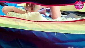 saw solo hentai girl masturbating while camping