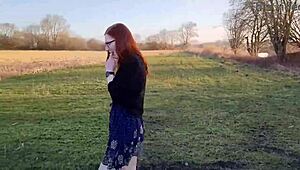 A shy redhead teen gets her first outdoor nude experience with a friend.