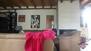 I-I can't believe this horny milf is sticking tattoos on my huge pierced nipples up close!