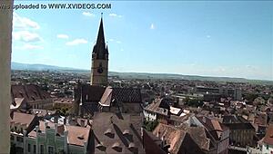 top view of sibiu romania captures stunning tourist sights