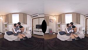 Hina is a dominant uniformed officer who watches her slave from a distance.
