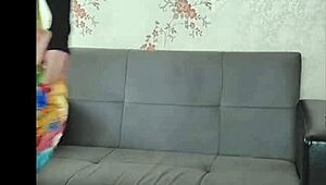 Sexy sissy crossdresser in pink pants and dress shows off big white ass.